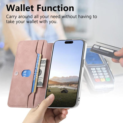CaseNeo Precision Hole Silver-Edged Magnetic Zipper Wallet Cross-Grain Vegan Leather Phone Case, For iPhone 14 Pro Max, For iPhone 13 Pro Max, For iPhone 13 Pro