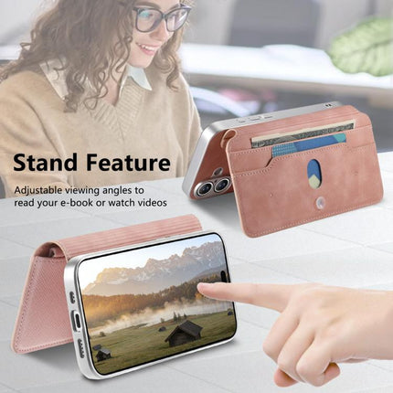 CaseNeo Precision Hole Silver-Edged Magnetic Zipper Wallet Cross-Grain Vegan Leather Phone Case, For iPhone 13