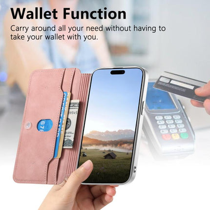 CaseNeo Precision Hole Silver-Edged Magnetic Zipper Wallet Cross-Grain Vegan Leather Phone Case, For iPhone 18 / 17, For iPhone 17e / 16e, For iPhone 16 Pro Max