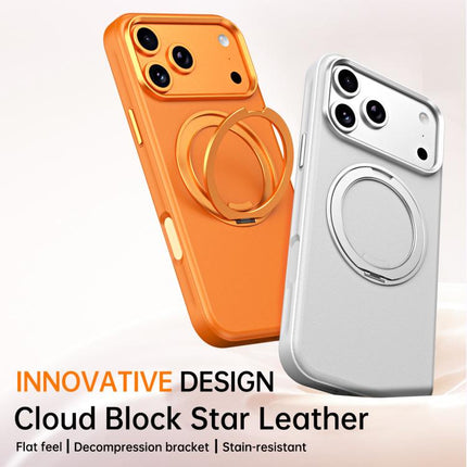 Cloud Block Star Leather Series 360 Degree Rotation Holder Magnetic Phone Case, For iPhone 17 Pro Max, For iPhone 17 Pro, For iPhone 17, For iPhone Air, For iPhone 16 Pro Max, For iPhone 16 Pro