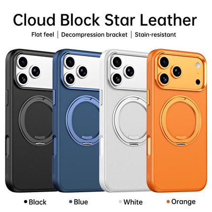 Cloud Block Star Leather Series 360 Degree Rotation Holder Magnetic Phone Case, For iPhone 16, For iPhone 15 Pro Max, For iPhone 15 Pro, For iPhone 15