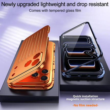 Suitcase Texture Magnetic King Series Aluminum Alloy Phone Case with Tempered Glass Film, For iPhone 17 Pro Max, For iPhone 17 Pro, For iPhone Air, For iPhone 16 Pro Max
