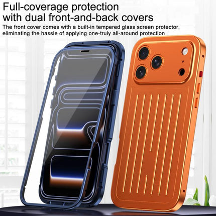 Suitcase Texture Magnetic King Series Aluminum Alloy Phone Case with Tempered Glass Film, For iPhone 17 Pro Max, For iPhone 17 Pro, For iPhone Air, For iPhone 16 Pro Max