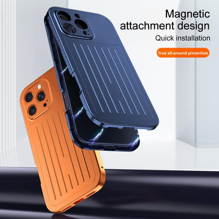 Suitcase Texture Magnetic King Series Aluminum Alloy Phone Case with Tempered Glass Film, For iPhone 16 Pro, For iPhone 15 Pro Max, For iPhone 15 Pro, For iPhone 14 Pro