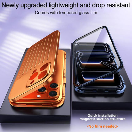 Suitcase Texture Magnetic King Series Aluminum Alloy Phone Case with Tempered Glass Film, For iPhone 14 Pro Max