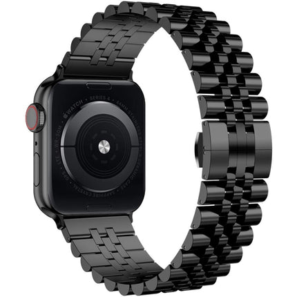 Metal Five Baht Replacement Steel Strap Watchband, For Apple Watch Ultra 49mm / Series 8&7 45mm / SE 2&6&SE&5&4 44mm / 3&2&1 42mm, For Apple Watch Series 8&7 41mm / SE 2&6&SE&5&4 40mm / 3&2&1 38mm