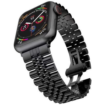 Metal Five Baht Replacement Steel Strap Watchband, For Apple Watch Ultra 49mm / Series 8&7 45mm / SE 2&6&SE&5&4 44mm / 3&2&1 42mm, For Apple Watch Series 8&7 41mm / SE 2&6&SE&5&4 40mm / 3&2&1 38mm