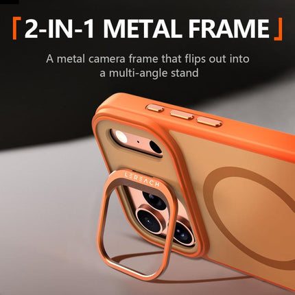 LeReach Le-Luster Series Metal Lens Kickstand Magnetic Phone Case, For iPhone 17 Pro Max, For iPhone 17 Pro