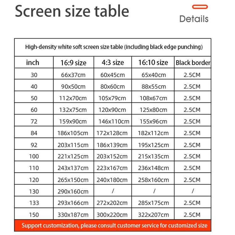 Simple Folding High Density Polyester Projector Film Curtain, 60 inch (4:3) Projection Area: 120x90cm, 72 inch (16:9) Projection Area: 159x90cm, 72 inch (4:3) Projection Area: 146x110cm, 84 inch (16:9) Projection Area: 186x105cm������������������������...