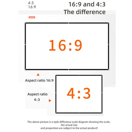 Simple Folding High Density Polyester Projector Film Curtain, Size:60 inch (16:9) Projection Area: 132x75cm, 60 inch (16:9) Projection Area: 132x75c