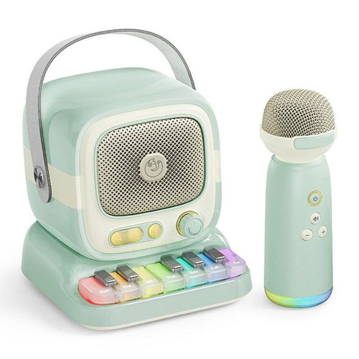C60 Mini Bluetooth-compatible Karaoke Speaker with Piano Keyboard and Wireless Microphone