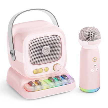 C60 Mini Bluetooth-compatible Karaoke Speaker with Piano Keyboard and Wireless Microphone