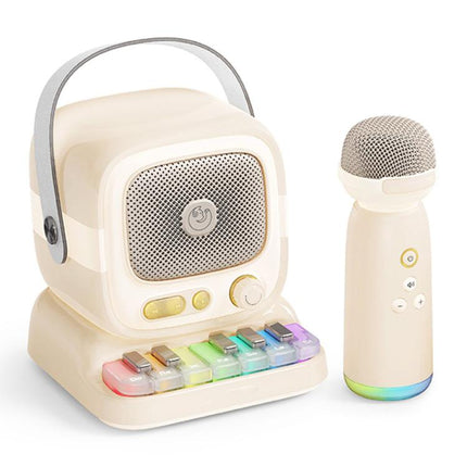 C60 Mini Bluetooth-compatible Karaoke Speaker with Piano Keyboard and Wireless Microphone