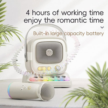 C60 Mini Bluetooth-compatible Karaoke Speaker with Piano Keyboard and Wireless Microphone