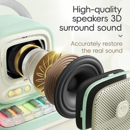 C60 Mini Bluetooth-compatible Karaoke Speaker with Piano Keyboard and Wireless Microphone