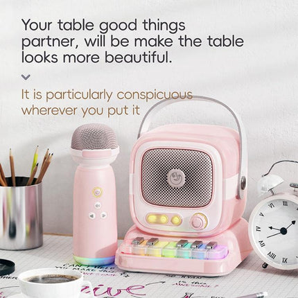 C60 Mini Bluetooth-compatible Karaoke Speaker with Piano Keyboard and Wireless Microphone