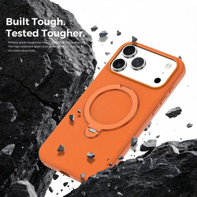 Tech Fabric 360 Rotation Holder Magnetic Phone Case with AI Camera Button, For iPhone 16 Pro Max, For iPhone 16 Pro, For iPhone 16