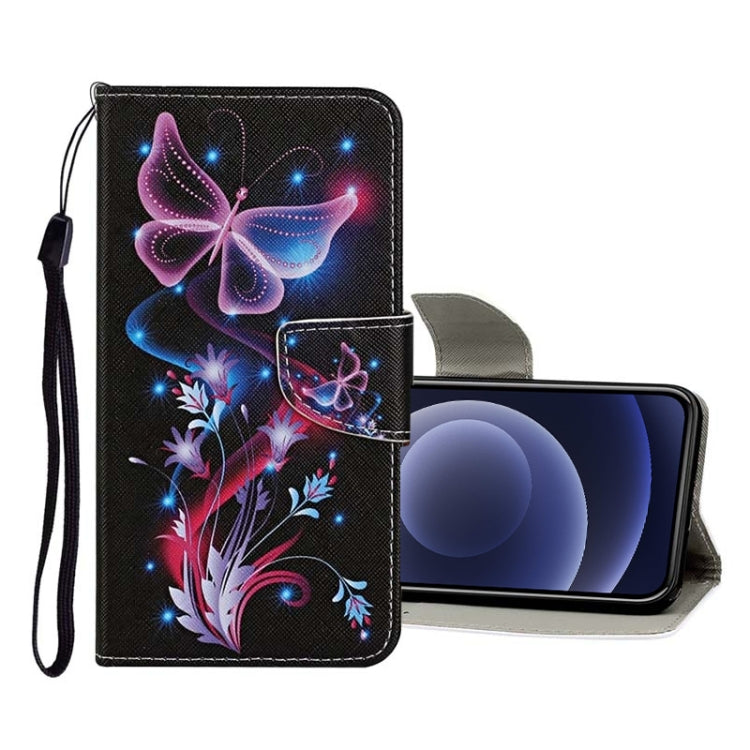Funda de cuero con tapa horizontal con patrón de dibujo de colores, ranuras para tarjetas y billetera, para iPhone 12 mini