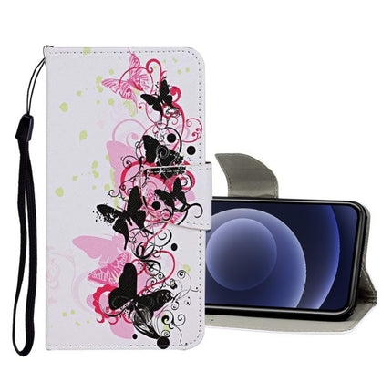 Funda de cuero con tapa horizontal con patrón de dibujo de colores, ranuras para tarjetas y billetera, para iPhone 12 mini
