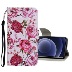 Funda de cuero con tapa horizontal con patrón de dibujo de colores, ranuras para tarjetas y billetera, para iPhone 12 mini