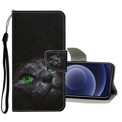 Funda de cuero con tapa horizontal con patrón de dibujo de colores, ranuras para tarjetas y billetera, para iPhone 12 mini
