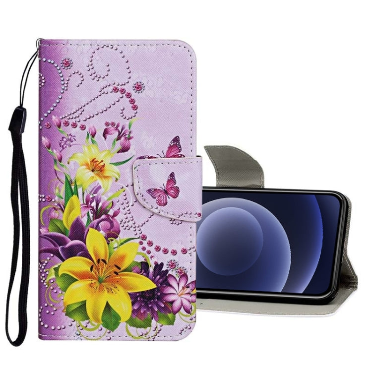 Funda de cuero con tapa horizontal con patrón de dibujo de colores, ranuras para tarjetas y billetera, para iPhone 12 mini