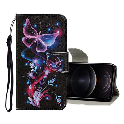Funda de cuero con tapa horizontal con patrón de dibujo de colores, ranuras para tarjetas y billetera, para iPhone 12 mini