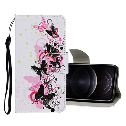 Funda de cuero con tapa horizontal con patrón de dibujo de colores, ranuras para tarjetas y billetera, para iPhone 12 mini
