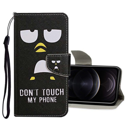 Funda de cuero con tapa horizontal con patrón de dibujo de colores, ranuras para tarjetas y billetera, para iPhone 12 mini