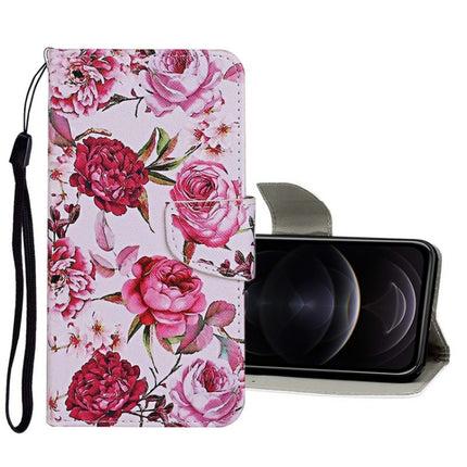 Funda de cuero con tapa horizontal con patrón de dibujo de colores, ranuras para tarjetas y billetera, para iPhone 12 mini