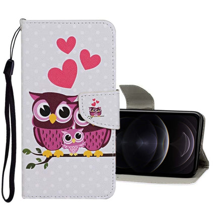 Funda de cuero con tapa horizontal con patrón de dibujo de colores, ranuras para tarjetas y billetera, para iPhone 12 mini