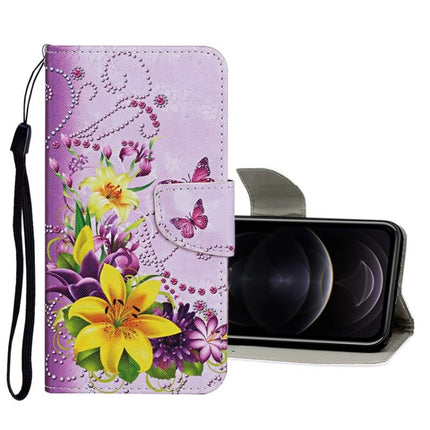 Funda de cuero con tapa horizontal con patrón de dibujo de colores, ranuras para tarjetas y billetera, para iPhone 12 mini