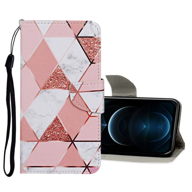 Funda de cuero con tapa horizontal con patrón de dibujo de colores, soporte, ranuras para tarjetas y billetera, para iPhone 12/12 Pro