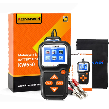 KONNWEI KW650 6V- 12V Car Motorcycle Battery Lawn Mower Detector with 2.4 inch Color Display & Waveform Graph, KW650