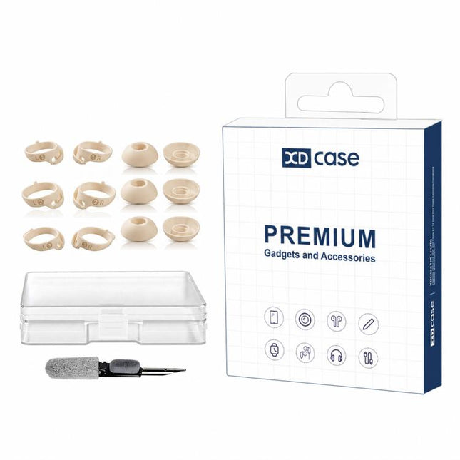 XDcase 6 Pairs Replacement Silicone Ear Tips & Ear Hooks Kit, S/M/L Size, Cleaning Brush Color Random, For Bose QuietComfort Earbuds
