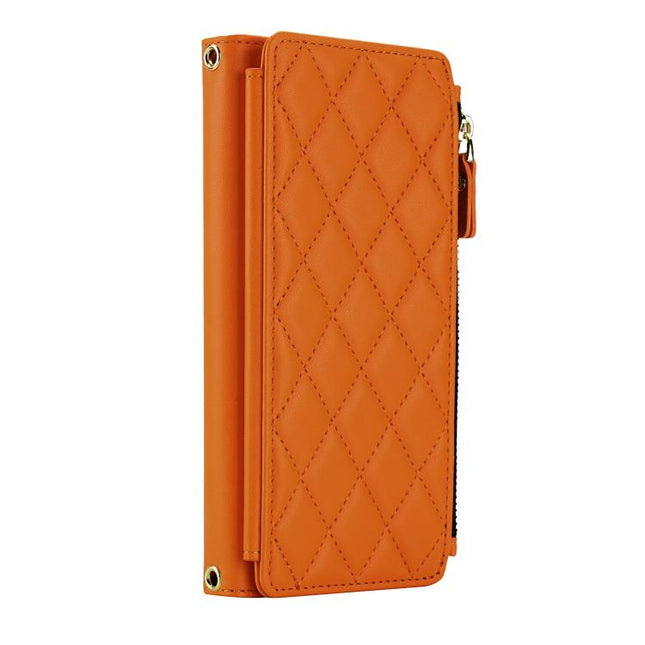 Crossbody Diamond 9 Card Slots Zipper Bag Vegan Leather Phone Case, For iPhone 17 Pro Max, For iPhone 17 Pro, For iPhone 16 Pro Max