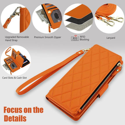 Crossbody Diamond 9 Card Slots Zipper Bag Vegan Leather Phone Case, For iPhone 17 Pro Max, For iPhone 17 Pro, For iPhone 16 Pro Max