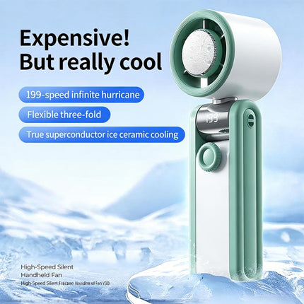 Y30 Portable Mini Tri-Fold Handheld Digital Display Cooling Fan