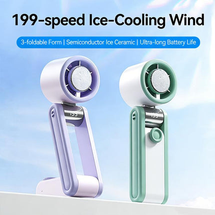 Y30 Portable Mini Tri-Fold Handheld Digital Display Cooling Fan