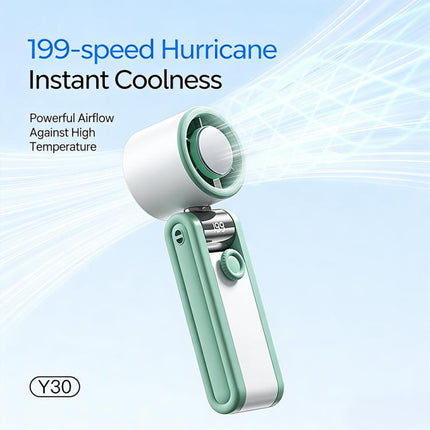 Y30 Portable Mini Tri-Fold Handheld Digital Display Cooling Fan