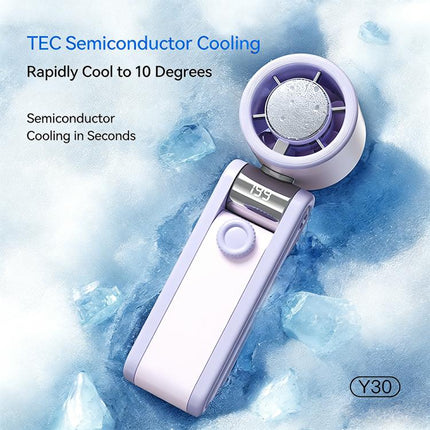 Y30 Portable Mini Tri-Fold Handheld Digital Display Cooling Fan