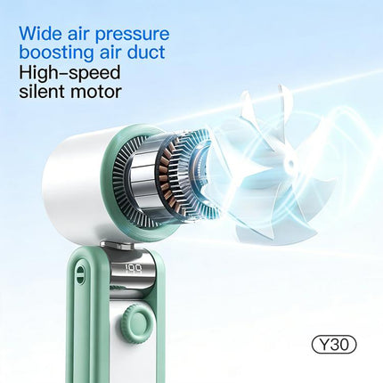 Y30 Portable Mini Tri-Fold Handheld Digital Display Cooling Fan