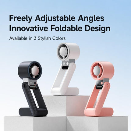 Y38 199-Level Smart Digital Display Sliding Adjustment Mini Tri-Fold Handheld Cooling Fan