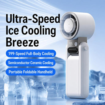 Y38 199-Level Smart Digital Display Sliding Adjustment Mini Tri-Fold Handheld Cooling Fan