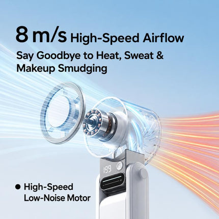 Y38 199-Level Smart Digital Display Sliding Adjustment Mini Tri-Fold Handheld Cooling Fan
