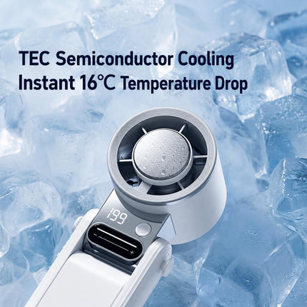 Y38 199-Level Smart Digital Display Sliding Adjustment Mini Tri-Fold Handheld Cooling Fan
