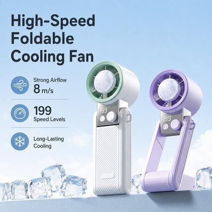 Y39 199-Level Smart Digital Display Knob Adjustable Mini Tri-Fold Handheld Cooling Fan