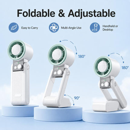 Y39 199-Level Smart Digital Display Knob Adjustable Mini Tri-Fold Handheld Cooling Fan