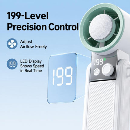 Y39 199-Level Smart Digital Display Knob Adjustable Mini Tri-Fold Handheld Cooling Fan