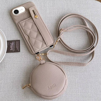 Diamond Pattern Wristband Card Slot PU Phone Case with Small Wallet, For iPhone 17 Pro, For iPhone 17
